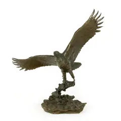 Eagle Catching a Fish by Mark Hopkins, bronze sculpture, sold Apr 2025
