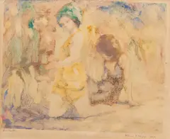 Sun Maids by William Clapp, 1920, monotype, sold Apr 2025
