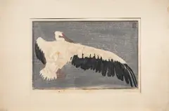 Pelikan by Walther Klemm, 1908, woodcut in colors, sold Apr 2025