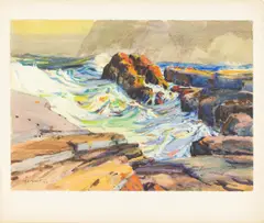 Untitled (Crashing Wave) by Karl Schmidt, 1923, watercolor, sold Apr 2025