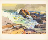 Untitled (Crashing Wave) by Karl Schmidt, 1923, watercolor, sold Apr 2025