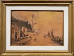 Street Scene by Carlo Brancaccio, watercolor, sold Apr 2025