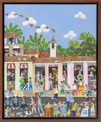 Village Street Scene by Maria Arasa, 2017, Acrylic on Canvas, sold Jun 2026