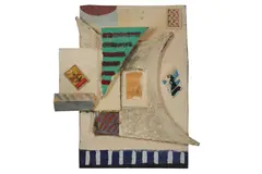 Untitled by Geoffrey Rigden, oil and collage on board, offered Nov 2021