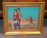 On the shore Oil by Jean Pierre Serrier, Oil on canvas, sold Aug 2017