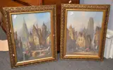Rouen, Normandy; Freiburg Baden Oil on canvas, a pair Both monogrammed and dated 1887 lower left Each 42 x 31cm by Henry Schafer, 1887, Oil on canvas, a pair Both monogrammed and dated, sold Aug 2017