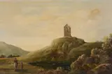 With castle ruins on a hill beyond Oil by William Langley, Oil on canvas, sold Aug 2017