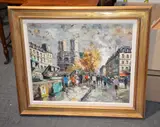 Streets of Paris, view of Notre Dame Oil on canvas Signed, upper right 50 x 62cm (19 3/4 x 24 1/2in.) by J. Warner, Oil on canvas, sold Aug 2017
