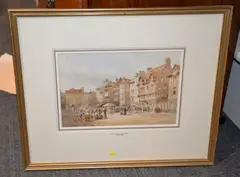 In the market Watercolour Signed, lower right, indistinctly inscribed, lower left 20 x 30cm (7 7/8 x 11 7/8in.) by Francis Philip Barraud, Watercolour, offered Aug 2017