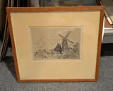 Moulins en Hollande, 1867 Etching Plate: 14.5 x 20cm (5 3/4 x 7 7/8in.) by Johann Barthold Jongkind, Etching Plate:, sold Aug 2017