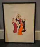 Females dancing, coloured print by Paula St, print, sold Aug 2017
