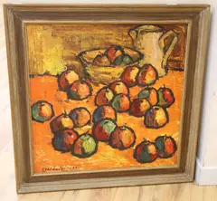 Apples by T.L. Uldritis, oil on canvas, sold Aug 2020