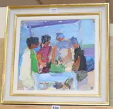 Family Meal, Corfu by Julian Bailey, oil on board, sold Aug 2020