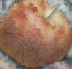 Digital Apple by Susan Light, 1997, oil on canvas, sold Aug 2020