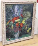 Still life of flowers in a vase by Philip Naviasky, oil on canvas, sold Aug 2020