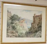 View along the Amalfi coast by Herbert George, watercolour, sold Aug 2020