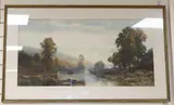 Anglers in a river landscape by John Fulton, watercolour, sold Aug 2020