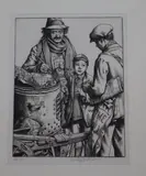 Hot chestnuts by Stanley Anderson, engraving, sold Aug 2020