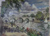 Summer day, Richmond Bridge by Llewellyn Petley-Jones, 1976, oil on canvas, sold Aug 2020