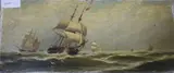 Shipping at sea by John Davidson Liddell, oil on canvas, sold Aug 2020