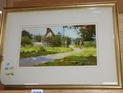 Lane to Tempsford Mill by John Haskins, oil on board, sold Aug 2020