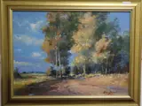Wooded landscape by Anton Benzon, oil on board, sold Aug 2020