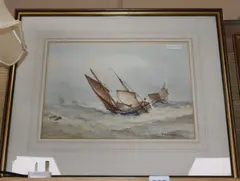Shipping at sea by Frederick James Aldridge, watercolour, sold Aug 2020