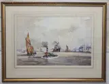 Shipping off Greenwich by John Sutton, watercolour, sold Aug 2020