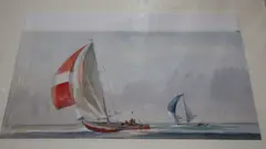 Yachting scenes by Dennis John Hanceri, watercolor, sold Aug 2020