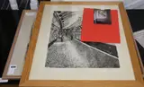 Study of trams, 36 x 50cm and an artist proof print of Highgate Tube Station, 38 x 48cm by Stephen Wiltshire, pastel, sold Aug 2020