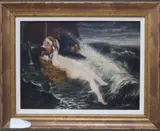 Siren kissing a sailor, monogrammed and dated 1883, 22 x 30cm by Edwin Howland Blashfield, 1883, oil on canvas, sold Jul 2020