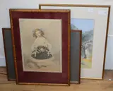 Portrait of a girl, 35 x 24cm and three other later artworks by Lucy Adams, watercolour, sold Jul 2020