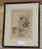 Boy in a dressing gown by Charles Knight, pencil, sold Jul 2020