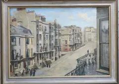 Street in Brighton, inscribed verso, 52 x 74cm by George Charlton, oil on board, sold Jul 2020