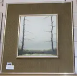 Pond in winter by Michael John Hill, oil on board, offered Jul 2020