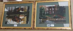 Landscapes with houses by Clive McCartney, oil on board, offered Jul 2020