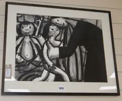 Out of the Bath by Anita Klein, charcoal and wash, sold Jul 2020
