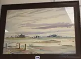 Estuary scene, 36 x 55cm by Miles Sharpe, watercolour, sold Jul 2020