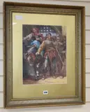 Medieval figures in a gateway by Charles Cattermole, watercolour, sold Jul 2020