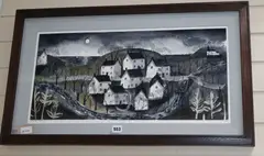 Moon Village by John Caple, watercolour, sold Jul 2020