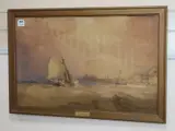 Fishing boat off the coast by Charles Bentley, watercolour, sold Jul 2020