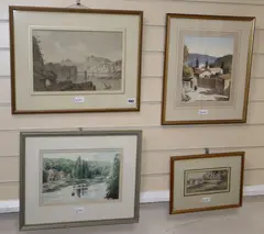 Picturesque landscape by Amos Green, ink, sold Jul 2020