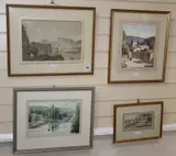 Picturesque landscape by Amos Green, ink, sold Jul 2020