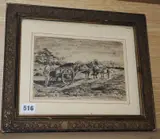 Carters in a landscape by Berenger Benger, ink, offered Jul 2020