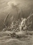 The Sea Fight , wood engraving by Gustav Dore, engraving, sold Aug 2021