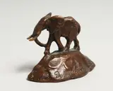 A SMALL BRONZE ELEPHANT Signed, 2.25ins long by Doris Matheau, BRONZE, sold Aug 2021