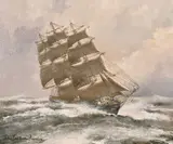 Flying Cloud' a clipper at full sail by John Bentham-Dinsdale, oil on canvas, sold Jun 2021