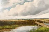 British, Cattle grazing in a field by a river by Edmund Morison Wimperis, oil on canvas, sold Jun 2021