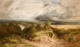 British, Vale of Clwyd looking towards the Rhyl Sands by David Cox Sr., 1854, oil on canvas, offered Jun 2021