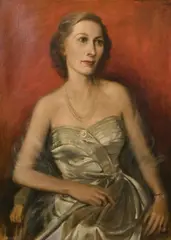 British, A half-length portrait of a seated lady, said to be Mrs Sweating by Bernard Powell, oil on canvas, sold Jun 2021
